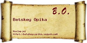 Betskey Opika névjegykártya